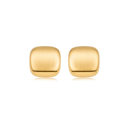 Brinco liso acetinado banho em ouro 18K