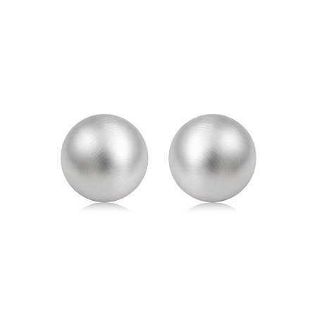 Brinco de base liso acetinado banho em rodio branco