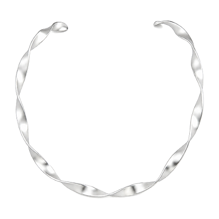 Colar de aro acetinado banho em ródio branco
