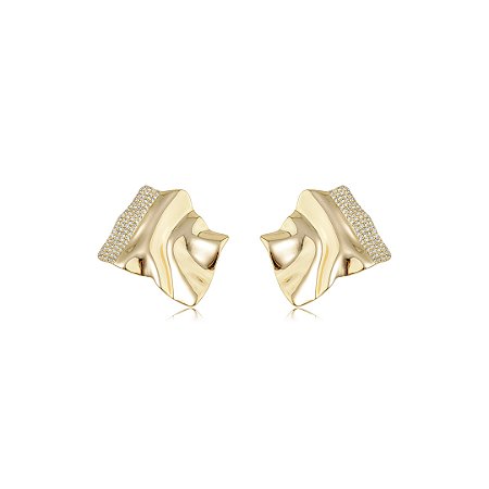 Brinco cravejado de zircônia cristal banho em ouro 18k