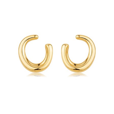 Brinco de argola liso banho em ouro 18k