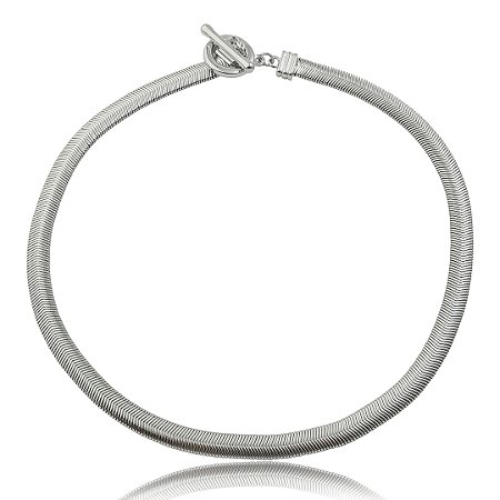 Colar de Malha Liso – Banho em Ródio Branco
