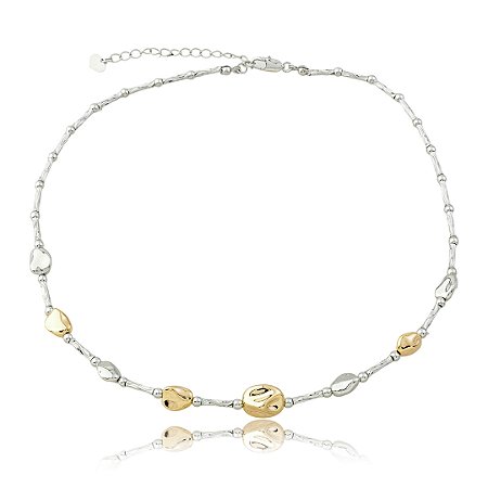 Colar com Detalhes Orgânicos – Banho em Ródio Branco e Ouro 18K
