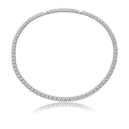 Colar Cravejado com Zircônias Cristal – Banho em Ródio Branco