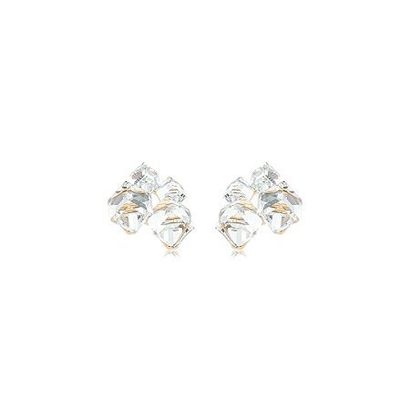 Brinco com Zircônias Cristais Banho em Ouro 18K