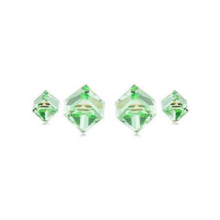 Brinco Duplo com Zircônias Verde Banho em Ouro 18K