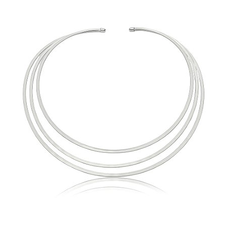 Colar de aro liso banho em ródio branco