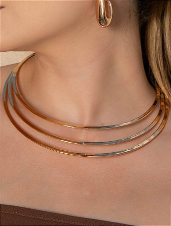 Colar de aro dourado liso banho em ouro 18k