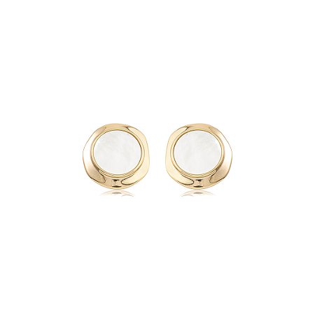 Brinco dourado com madre pérola banho em ouro 18k