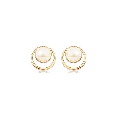 Brinco dourado com pérola shell banho em ouro 18k