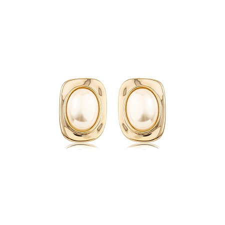 Brinco dourado com pérola shell banho em ouro 18k