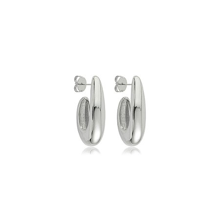 Brinco de argola liso banho em ródio branco