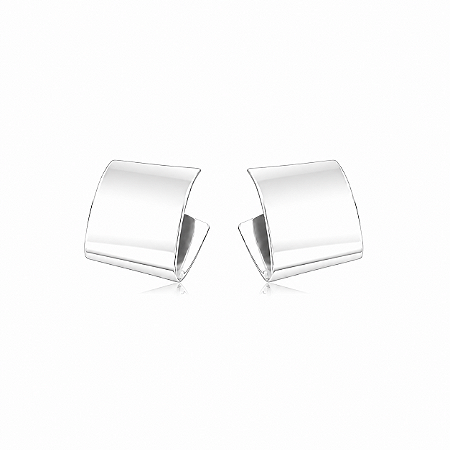 Brinco de argola liso banho em ródio branco