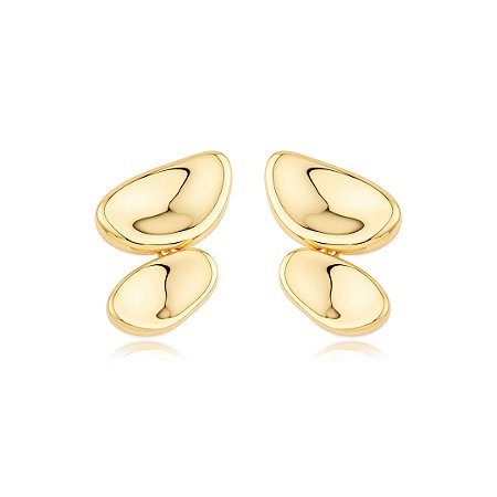 Brinco dourado liso banho em ouro 18k