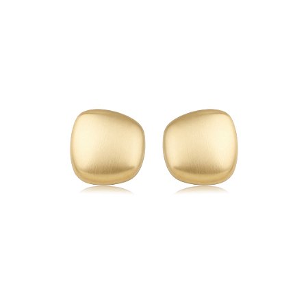 Brinco liso acetinado banho em ouro 18k
