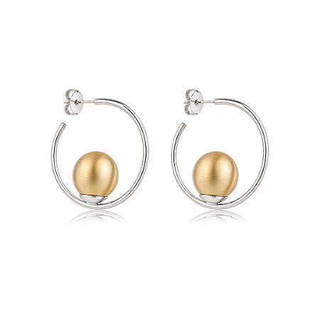 Brinco de argola liso acetinado banho duplo