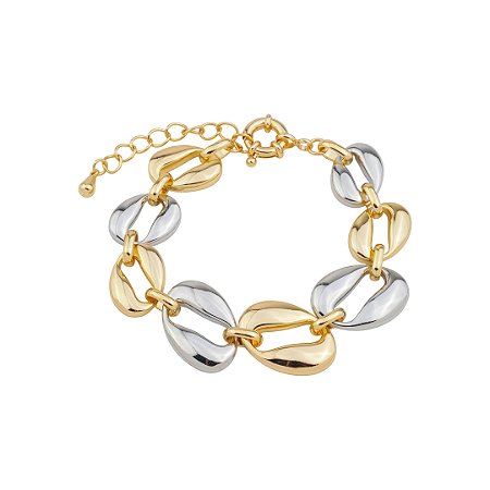 Pulseira de corrente lisa com banho duplo