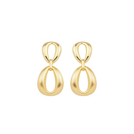 Brinco dourado liso acetinado banho em ouro 18k