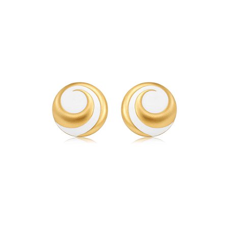 Brinco acetinado esmaltado banho em ouro 18k