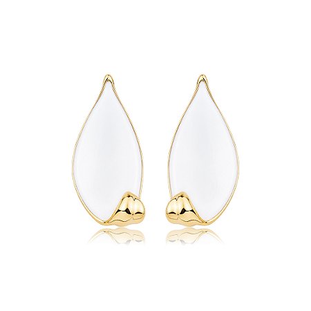 Brinco dourado esmaltado banho em ouro 18k
