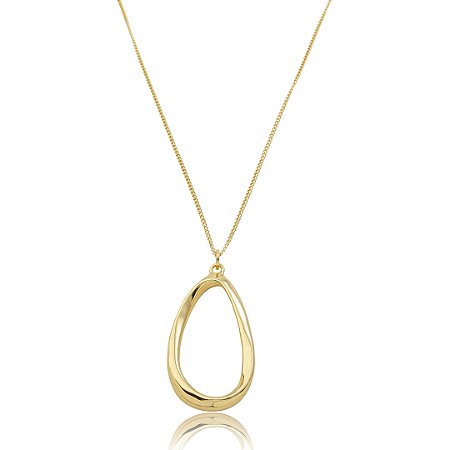 Colar com pingente orgânico liso banho em ouro 18k