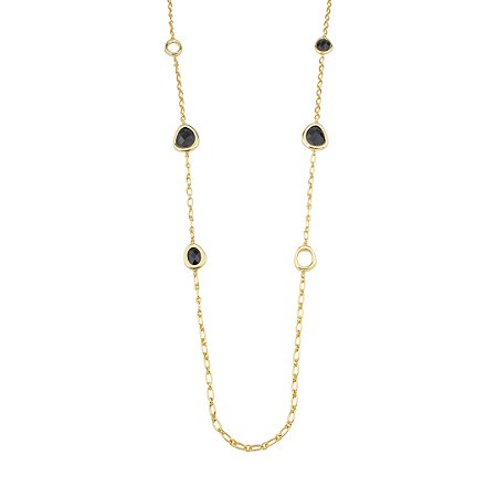 Colar longo de corrente dourado liso banho em ouro 18k