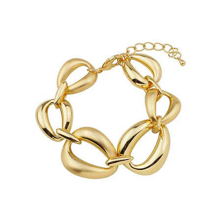 Pulseira de corrente dourada lisa banho em ouro 18k