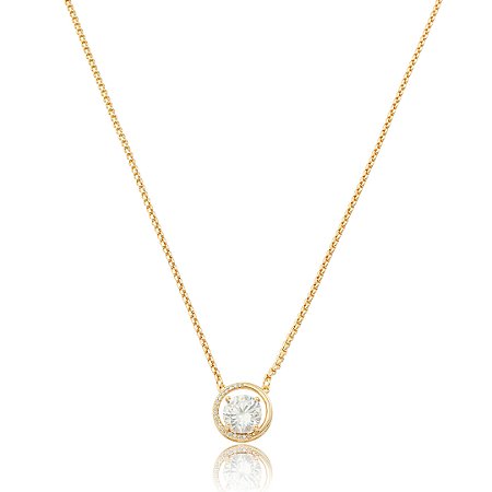 Colar dourado ponto de luz com zircônia cristal banho em ouro 18k