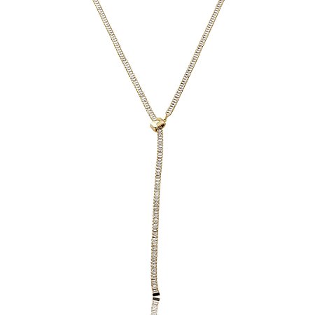 Colar gravata dourado com zircônia cristal banho em ouro 18k