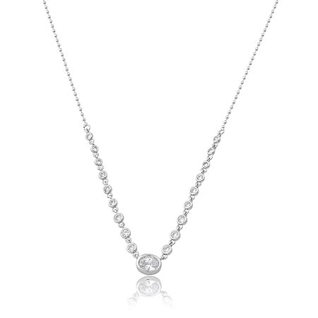 Colar com zircônia cristal banho em ródio branco