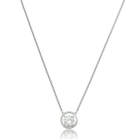Colar com zircônia cristal banho em ródio branco
