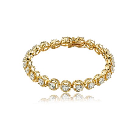 Pulseira cravejada de zircônia cristal banho em ouro 18k
