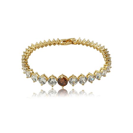 Pulseira cravejada de zircônia cristal banho em ouro 18k
