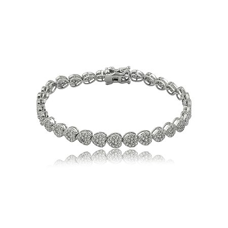 Pulseira cravejada de zircônia cristal banho em ródio branco