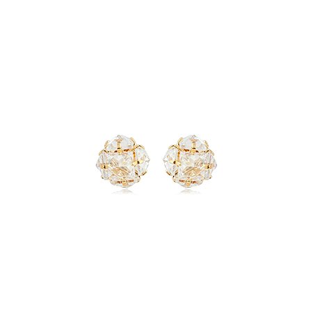 Brinco de base cravejado de zircônia cristal banho em ouro 18k