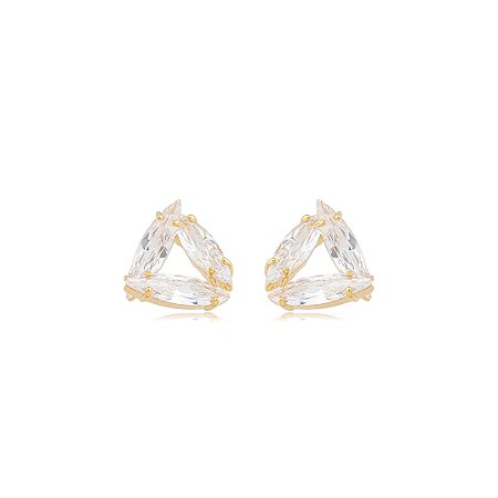Brinco de base cravejado de zircônia cristal banho em ouro 18k