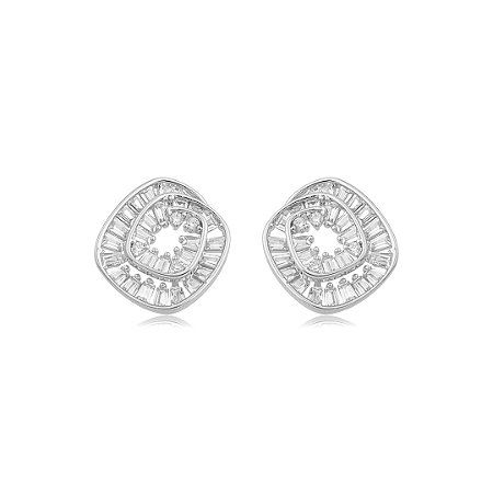 Brinco de base cravejado de zircônia cristal banho em ródio branco