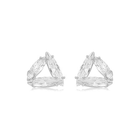 Brinco de base cravejado de zircônia cristal banho em ródio branco