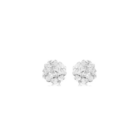 Brinco de base cravejado de zircônia cristal banho em ródio branco