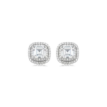 Brinco de base cravejado de zircônia cristal banho em ródio branco