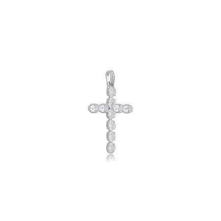 Pingente de cruz cravejado de zircônia cristal banho em ródio branco