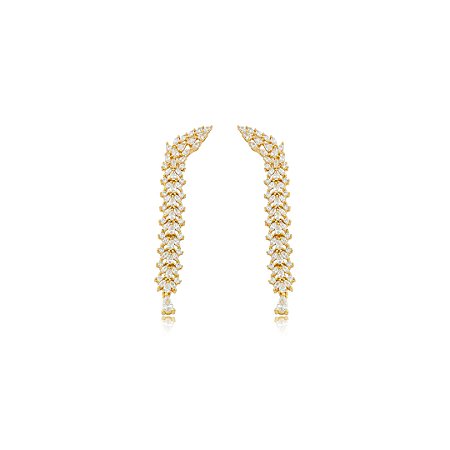 Brinco cravejado de zircônia cristal banho em ouro 18k