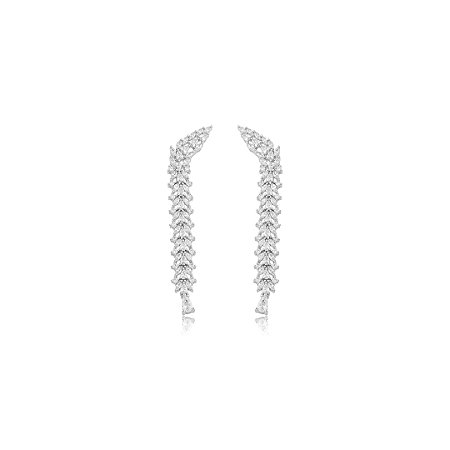 Brinco cravejado de zircônia cristal banho em ródio branco