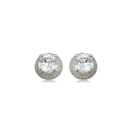 Brinco cravejado de zircônia cristal banho em ródio branco