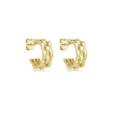 Brinco de argola dourado liso banho em ouro 18k