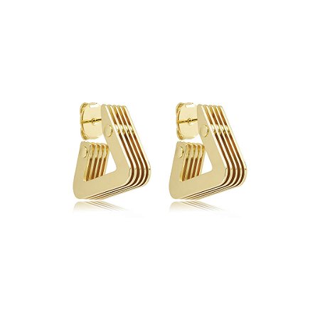 Brinco de argola dourado liso banho em ouro 18k