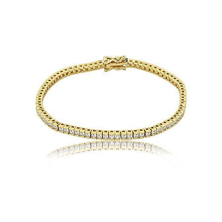 Pulseira riviera cravejada de zircônia cristal banho em ouro 18k