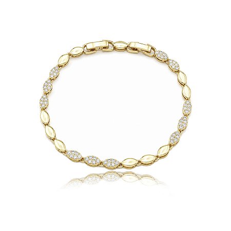 Pulseira cravejada de zircônia cristal banho em Ouro 18k