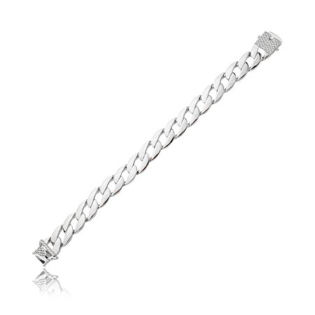 Pulseira de corrente com detalhes em zircônia cristal banho em ródio branco