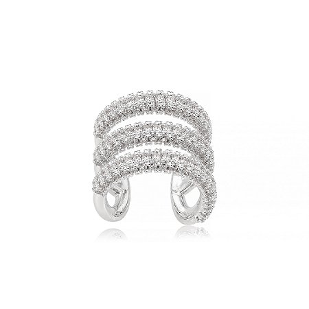 Piercing fake cravejado de zircônia cristal banho em ródio branco